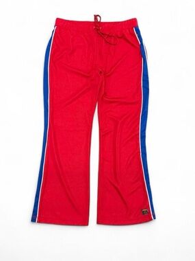 Big flirt Vintage Red Track Pants with Blue Side Panels